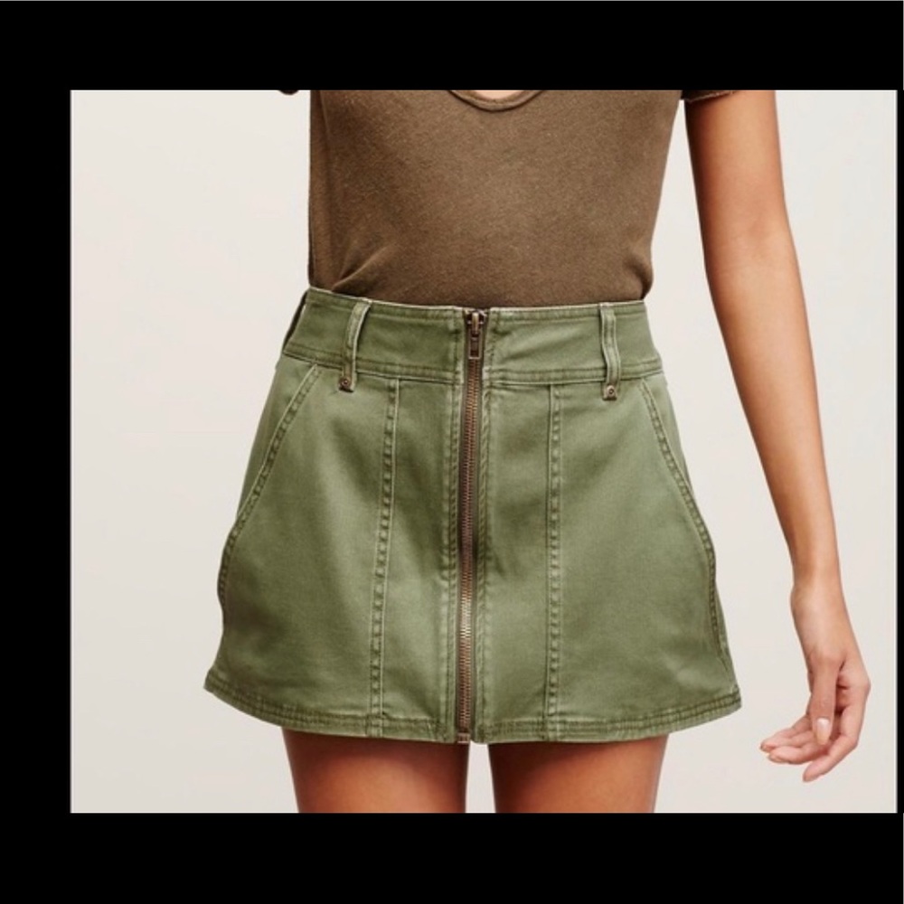Free People Army Green Mini Skirt